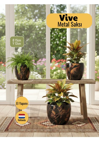 Vive Siyah Metal Saksı S 15X12 cm