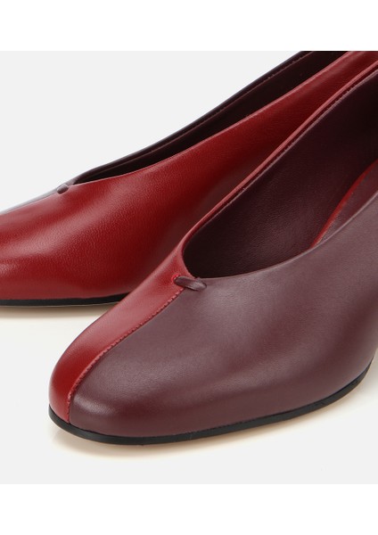 01AYH316590A787 KADIN Deri Bordo Vişne Iki Renkli Ince Topuklu Stiletto modelleri
