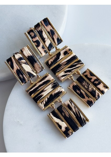 Leopar Kare Uzun Küpe