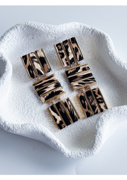 Leopar Kare Uzun Küpe fiyatları