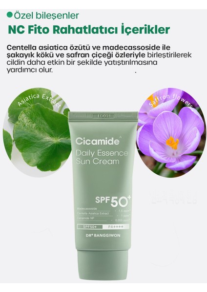 Güneş Kremi Cicamide Centella Asiatica, Seramid Onarıcı, SPF50 Pa 50ML