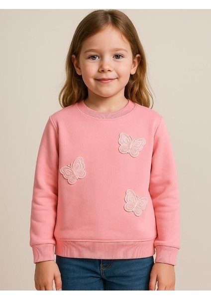 Kız Çocuk Kelebek Desenli Sweatshirt