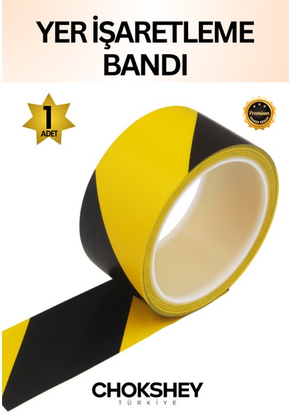 Sarı Siyah Yer Işaretleme Bandı 50MMX30MT - 1 Adet