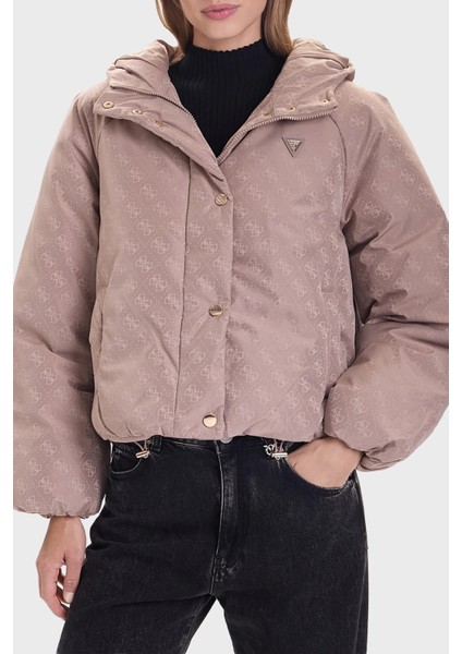 4g Boxy Tamamı Logolu Relaxed Fit Kapüşonlu Şişme Mont V5BL07WGLW2 Bayan Mont V5BL07 Wglw2 Fngx