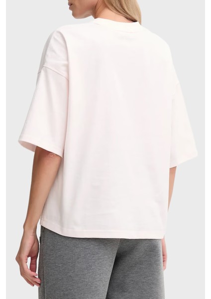 Logolu Pamuklu Oversize Bisiklet Yaka T Shirt LV047D204GWFI Bayan T Shirt LV047D204G Wfı modelleri