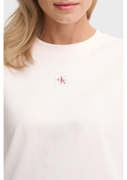 Logolu Pamuklu Oversize Bisiklet Yaka T Shirt LV047D204GWFI Bayan T Shirt LV047D204G Wfı fırsatları