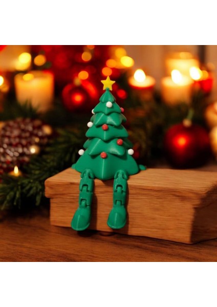 Ceresshop Yılbaşı Temalı Oturan Çam Ağacı Biblo - Yeşil