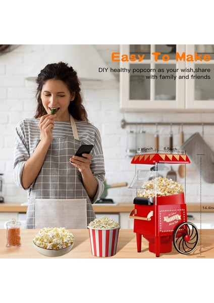 Patlamış Mısır Makinesi, Sıcak Hava Patlamış Mısır Makinesi, Vintage Masaüstü Elektrikli Patlamış Mısır Makinesi, Ev Için Sağlıklı ve Hızlı Atıştırmalık, Ab Fişi (Yurt Dışından) indirimleri