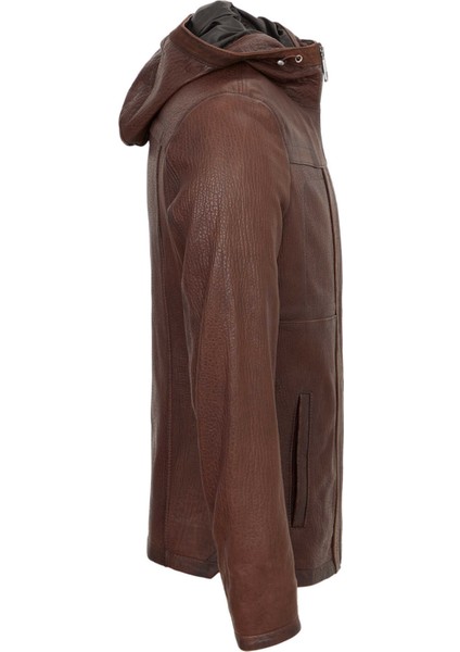 Kahve Hakiki Deri Erkek Hakiki Deri Mont - E22KDM310328-R4W