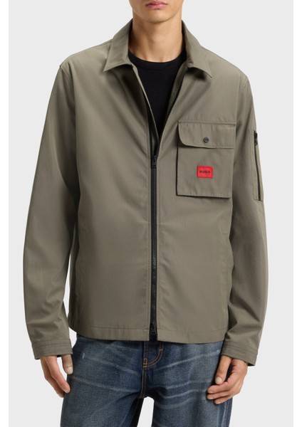 Pamuk Karışımlı Relaxed Fit Logolu Fermuarlı Kanvas Gömlek Erkek Gömlek 50482701 032