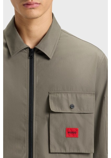 Pamuk Karışımlı Relaxed Fit Logolu Fermuarlı Kanvas Gömlek Erkek Gömlek 50482701 032 fırsatları