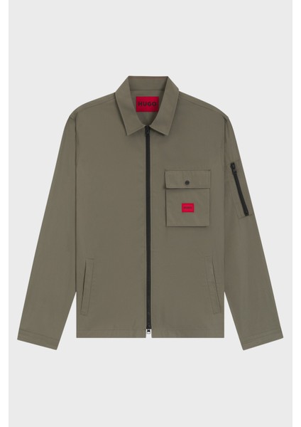 Pamuk Karışımlı Relaxed Fit Logolu Fermuarlı Kanvas Gömlek Erkek Gömlek 50482701 032