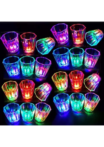 Renkli LED Parlayan Fiber Optik Glow Işıklı Bardak 5,5 x 5,5 cm modelleri