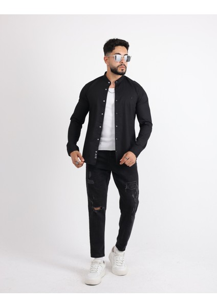 Likralı Gabardin Kot Casual Şık Erkek Gömlek