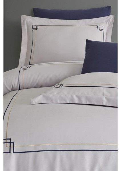 Poem Nakışlı %100 Pamuk Saten Çift Kişilik Nevresim Takımı Gri - Lacivert modelleri