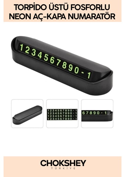Araç Içi Park Telefon Numarası Araba Oto Cam Kartı Torpido Üstü Fosforlu Neon Aç-Kapa Numaratör