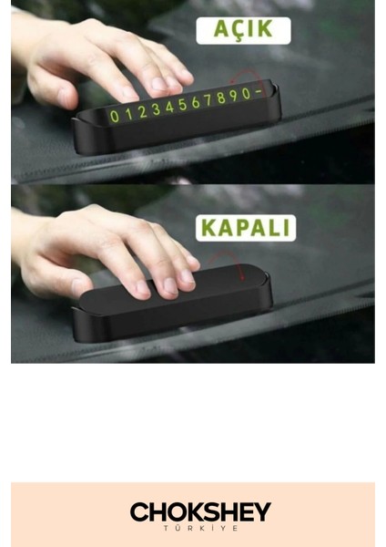 Araç Içi Park Telefon Numarası Araba Oto Cam Kartı Torpido Üstü Fosforlu Neon Aç-Kapa Numaratör