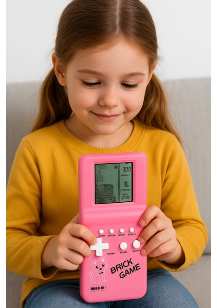 Retro Büyük Ekran Oyun Konsolu 9999'U 1 Arada Tank/yarış/atış Rahat Bulmaca Ayarlanabilir Zorluk Sevimli Pembe Renk ve Kedi Figürlü Modern Görünüm indirimleri