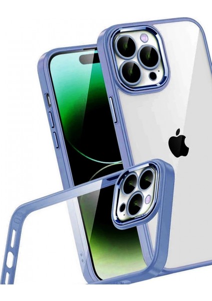 Apple iPhone 15 Pro Max Lensli Silikon - Açık Mavi modelleri