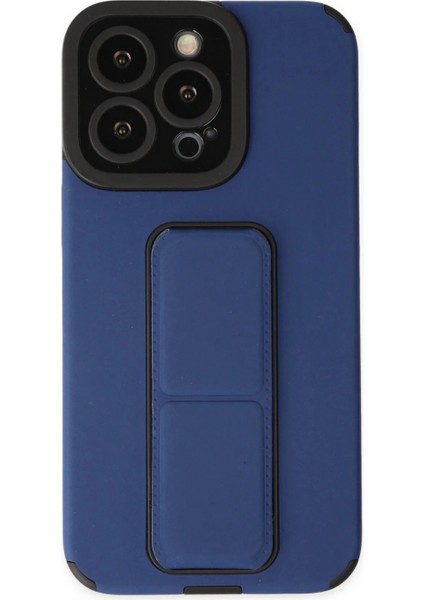 iPhone 13 Pro Max Kılıf Mega Standlı Silikon - Mavi