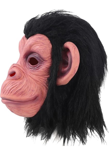 Siyah Saçlı Kafaya Tam Geçmeli Lateks Şempanze Maskesi - Lateks Maymun Orangutan Goril Maske Et Maske indirimleri
