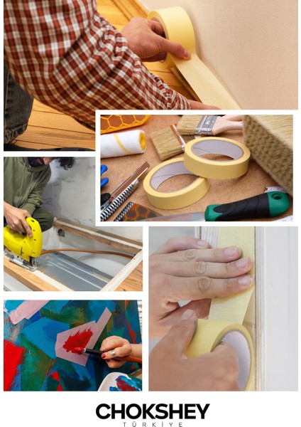 Maskeleme Bandı Bej Krepe Kâğıt Tabanlı Boya Uygulamaları Için Ideal 18MMX20MT - 6 Adet fiyatları