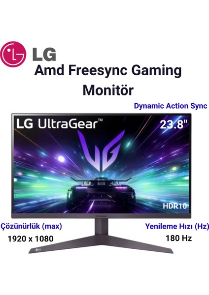 Ultragear 24GS50F-B 24" 1 Ms Full Hd 180 Hz Oyuncu Monitörü - Va Panel