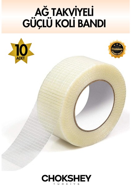 Ağ Takviyeli Güçlü Koli Bandı 48MMX20MT - 10 Adet