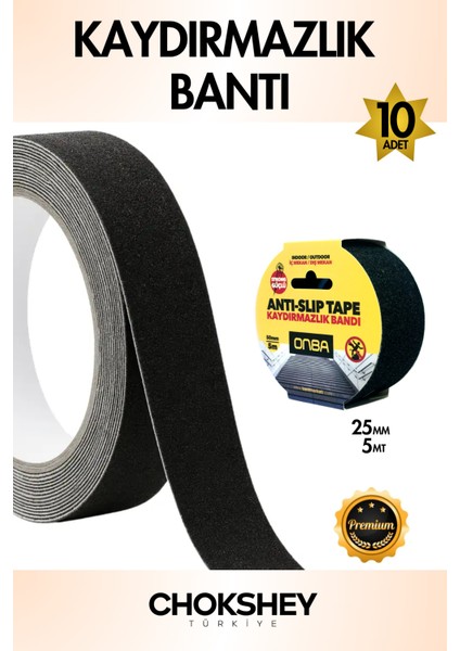 Siyah Merdiven Kaydırmaz Bant 25mm x 5mt 10 Adet