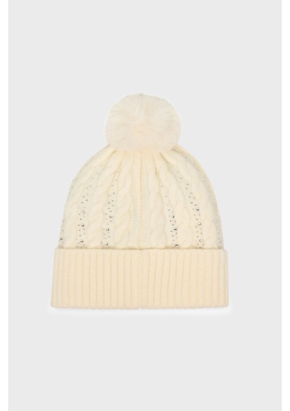 Knitted Taşlı Örgülü Bere AW5385POL01 Bayan Bere AW5385 POL01 Whı modelleri