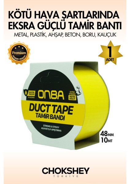 Süper Güçlü Su Geçirmez Sızdırmaz Sarı Renk Çok Amaçlı Izolasyon ve Tamir Bandı 48MM x 10M - 1 Adet