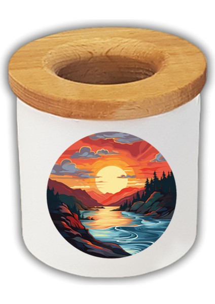 Doğa Manzara Baskılı Kalemlik Kalem Kutusu