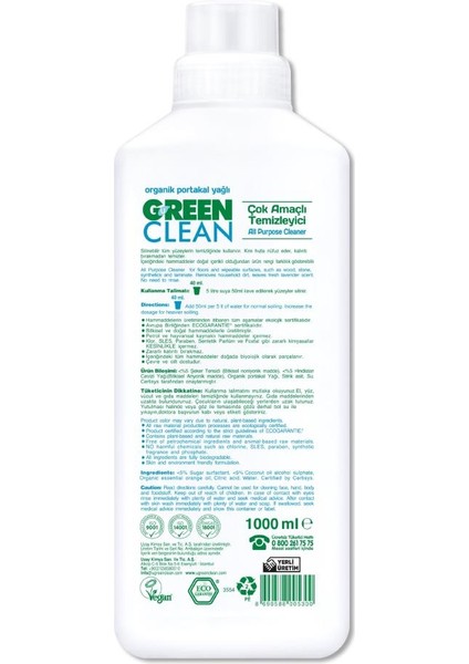 Green Clean Bitkisel Çok Amaçlı Temizleyici 1000 ml fiyatları