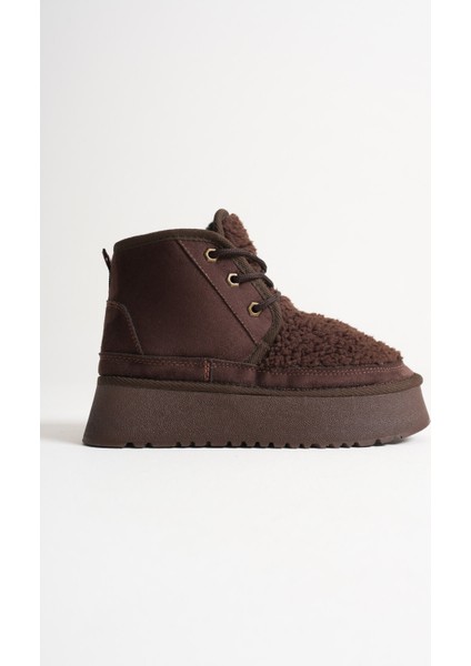 Loana Kadın Kürklü Acı Kahve Kışlık Kalın Tabanlı Bot