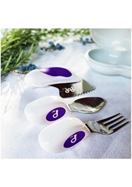 1-5 Yaş Çocuklar İçin Ergonomik Çatal Kaşık Bıçak Seti Indigo Renk