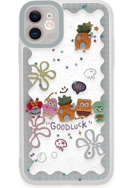 iPhone 11 Kılıf Sweet Desenli Silikon Kapak - Açık Mavi