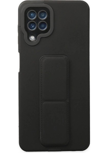 Samsung Galaxy A22 Kılıf Mega Standlı Silikon - Siyah