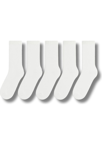Erkek Beyaz Pamuklu Soket Çorap 5’li Paket