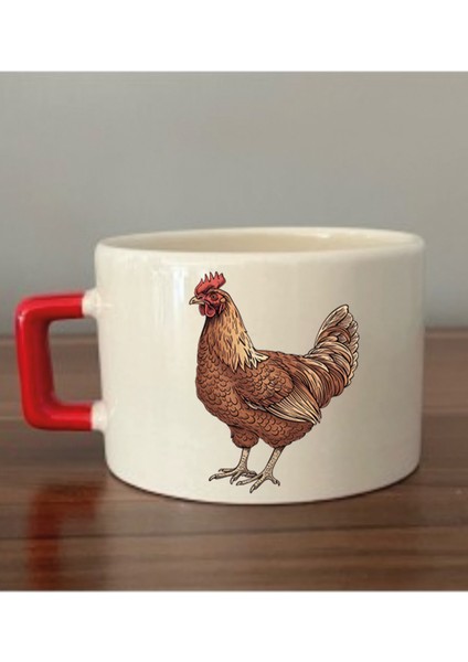 Horoz Baskılı Fincan Kupa Bardak - Seramik Çay, Kahve Hediyelik Bardağı