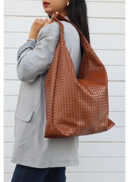 Hlin Kadın Büyük Boy Örgü Desenli Fermuarlı Shopper Omuz ve Kol Çantası fiyatları