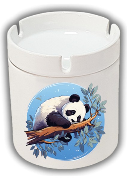 Dalda Yatan Panda Baskılı Küllük Kül Tablası