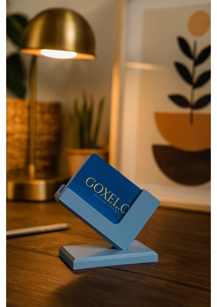 3D Baskı Kartvizit Standı Gri Masaüstü Şık Ofis Organizer Kartlık Kart Tutucu Aparat