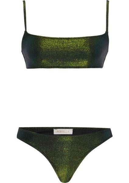 Lurex Yeşil Straplez Bikini