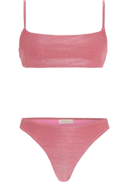 Lurex Pembe Straplez Bikini