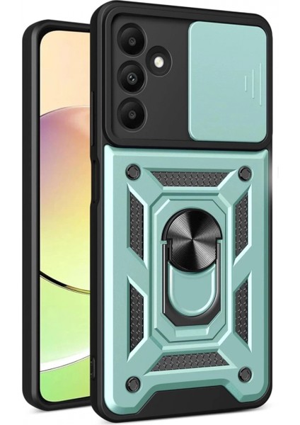 Samsung Galaxy M15 Kılıf Pars Lens Yüzüklü Silikon - Yeşil