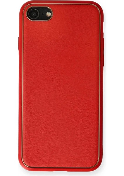 iPhone 7 Kılıf Coco Deri Silikon Kapak - Kırmızı