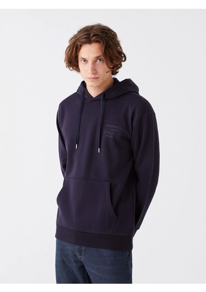 Xsıde Lacivert Uzun Kollu Baskılı Erkek Kalın Hoodie fiyatları