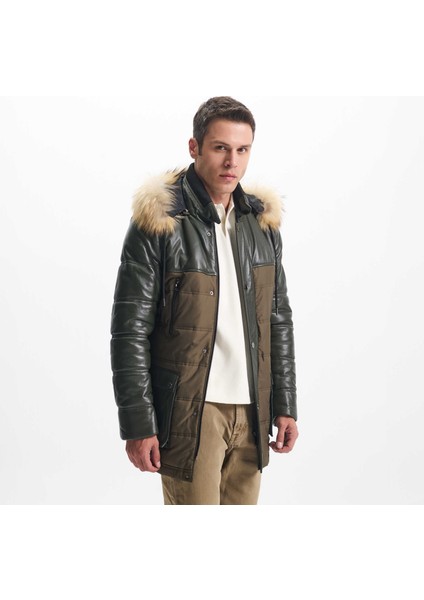 Yeşil Kürk-Deri Erkek Deri Kaban - E23KDM310457-Q4R