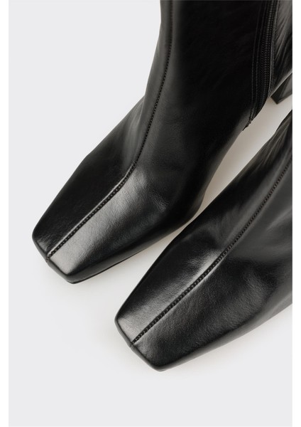 Siyah Deri Kadın Yüksek Topuk Bot fırsatları