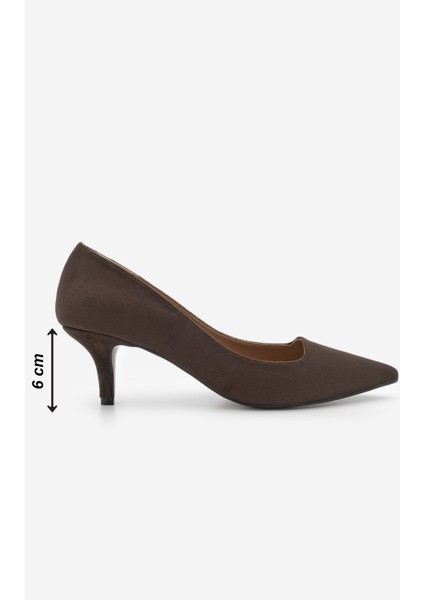 Kadın Stiletto Sivri Burun İnce Topuklu Ayakkabı Loresta Kahve Süet